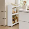 【CL】26Q3#6256-3 White multi-layer storage rack, tripod, trolley, fruit plate, wooden display rack, multi-functional storage and organization rack details Picture